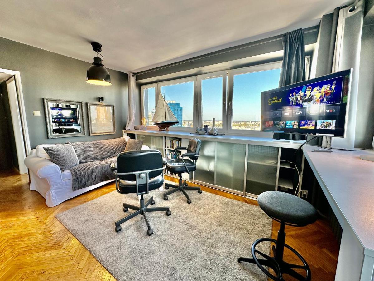 Super Apartament Grey Centrum 2X Metro Fast Wifi 300 Mbs Netflix Appletv Smarttv Spotify Panorama Miasta ワルシャワ エクステリア 写真